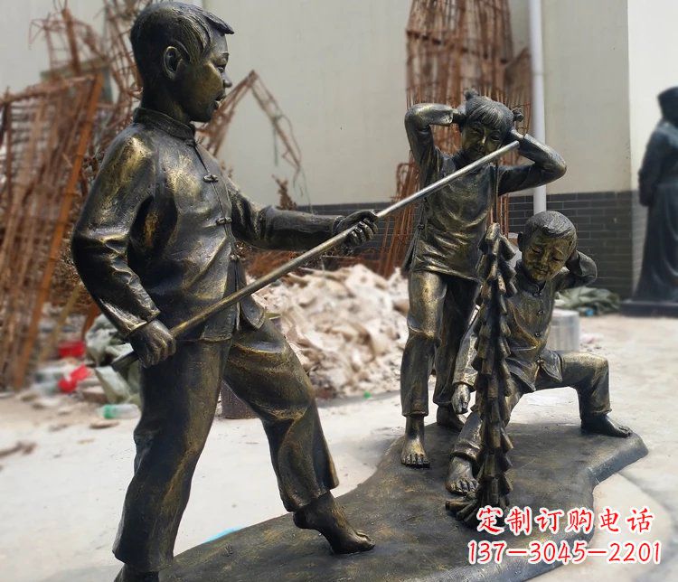 兰州儿童放鞭炮庭院景观铜雕塑