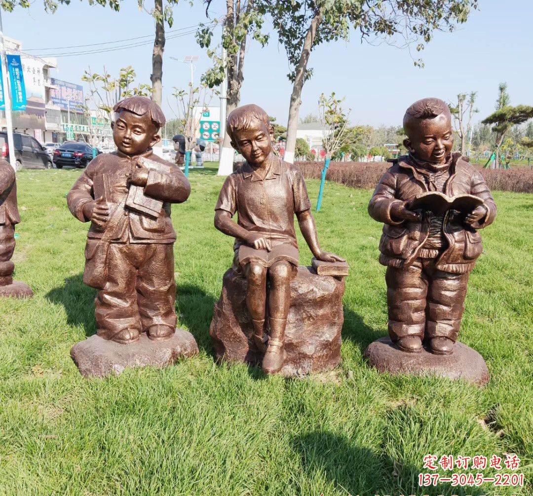 兰州儿童看书人物铜雕