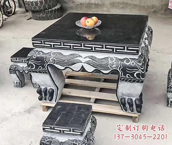 兰州中领雕塑方形仿古石桌凳