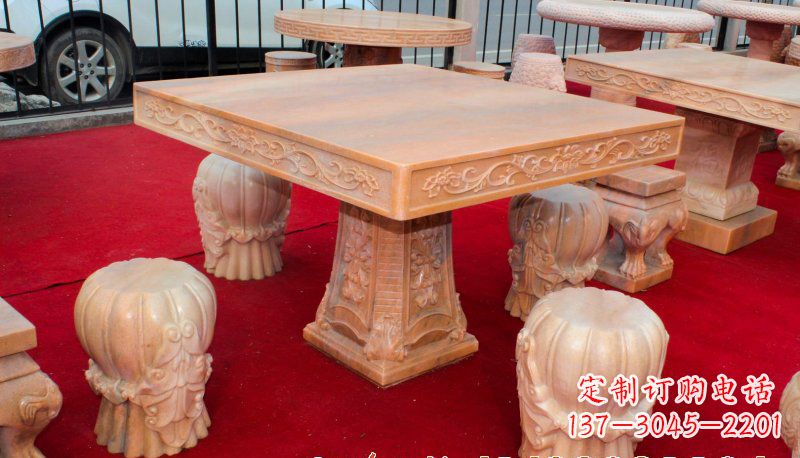 兰州方形石桌凳雕塑