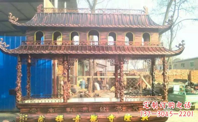 兰州方形寺庙古典香炉铜雕塑