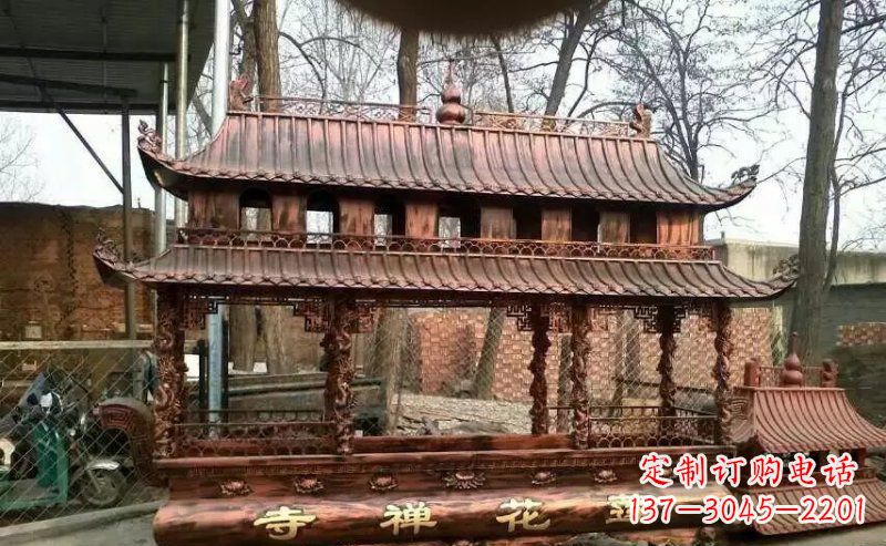 兰州方形寺庙香炉铜雕