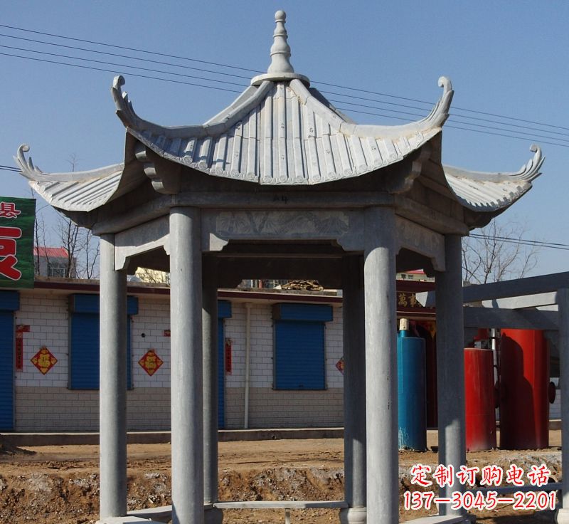 兰州仿古六角凉亭石雕 (6)