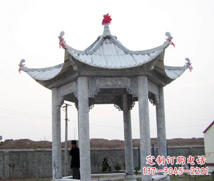 兰州仿古六角石凉亭雕塑