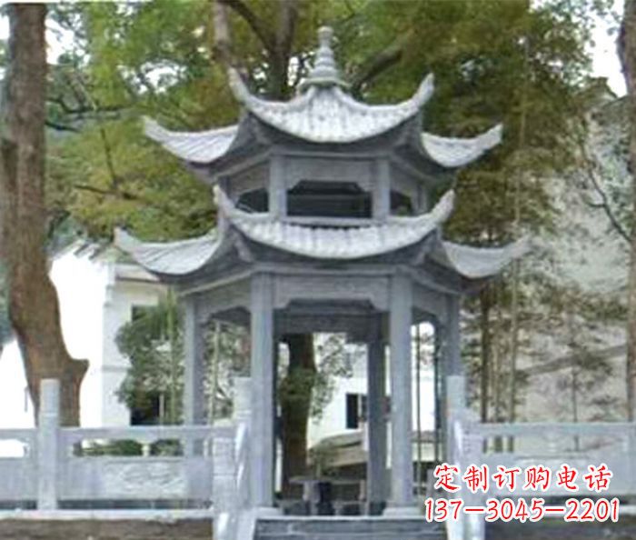兰州仿古园林双层石雕凉亭