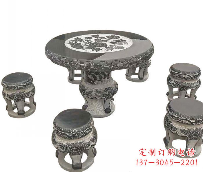 兰州仿古圆形石桌凳雕塑