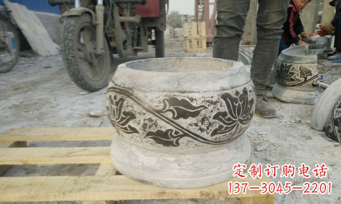 兰州仿古圆形水缸石雕塑