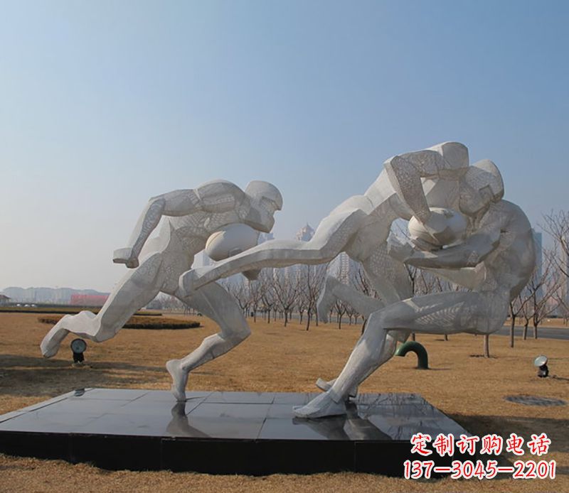 兰州不锈钢橄榄球体育雕塑