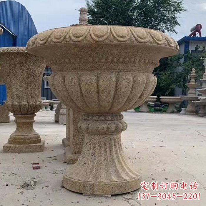 兰州优雅高墩欧式石雕花盆