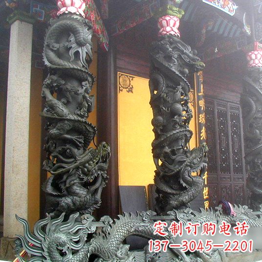 兰州高浮雕龙柱铜雕塑