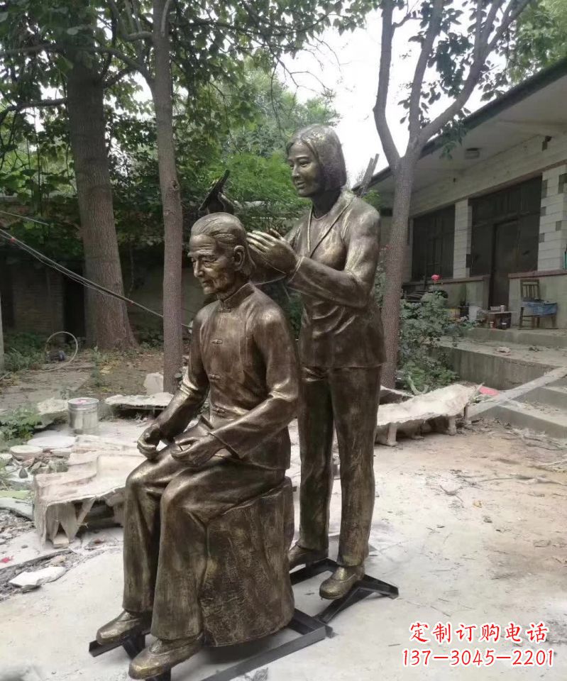 兰州产品名称纪念母亲的梳头人物铜雕