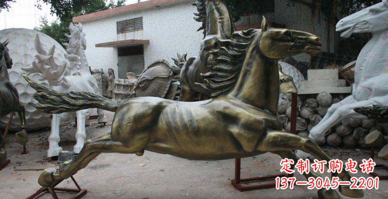 兰州公园奔跑的马动物铜雕