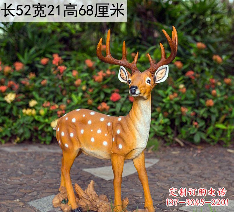 兰州精美制作玻璃钢仿真梅花鹿雕塑