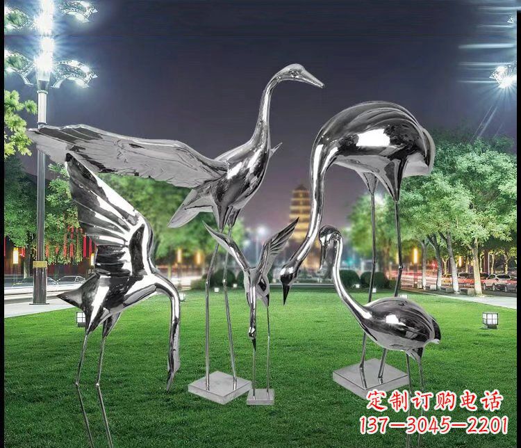 兰州大型不锈钢仙鹤雕塑