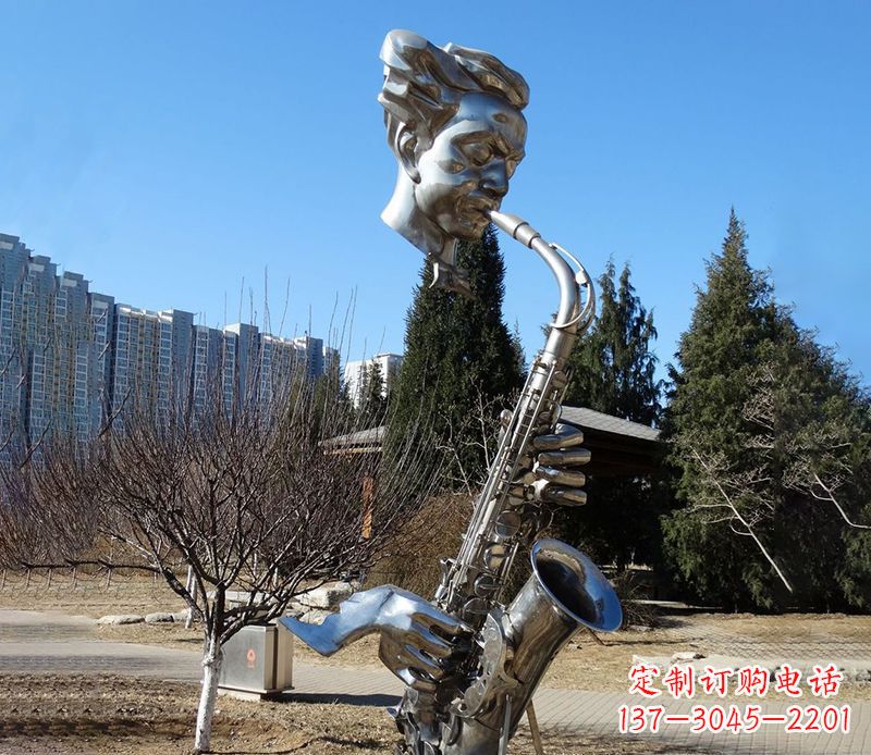 兰州纪念性不锈钢萨克斯头像雕塑