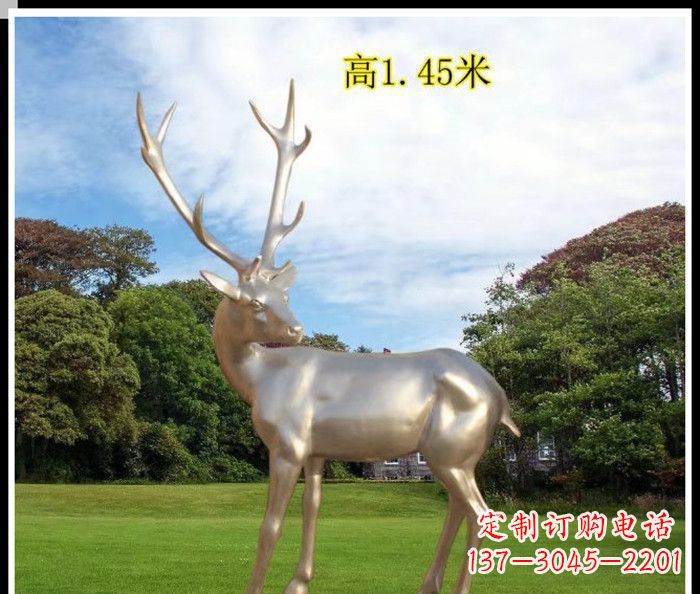 兰州高端室外不锈钢巨型动物鹿雕塑
