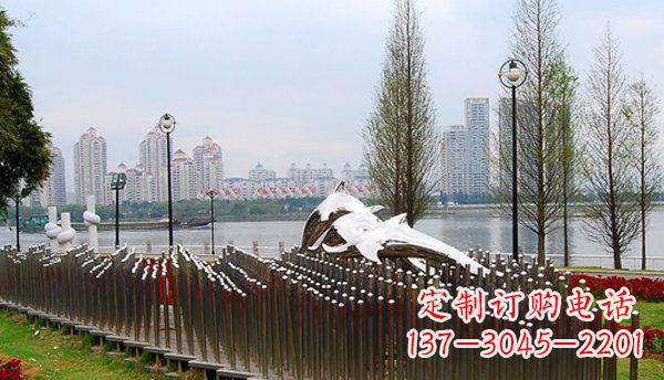 兰州动物主题不锈钢海豚雕塑