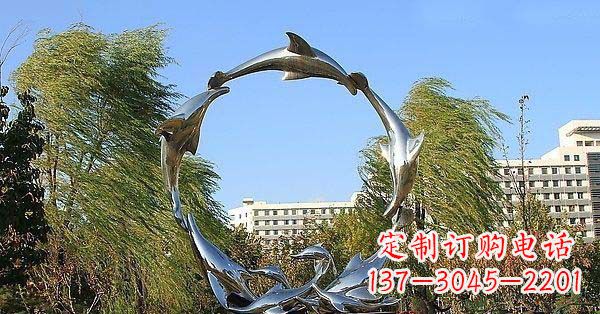 兰州华丽精致的不锈钢海豚雕塑