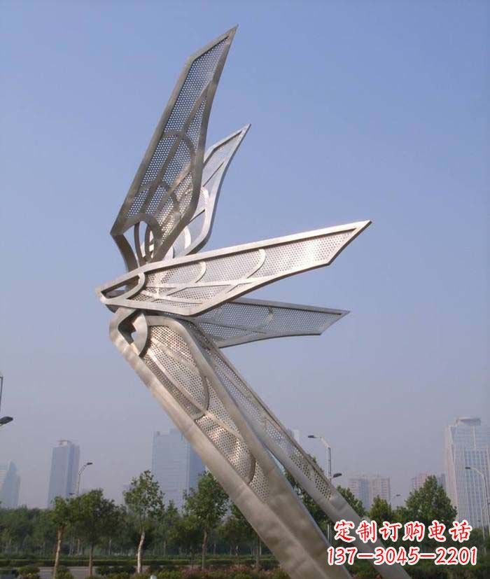 兰州大型不锈钢蝴蝶翅膀雕塑