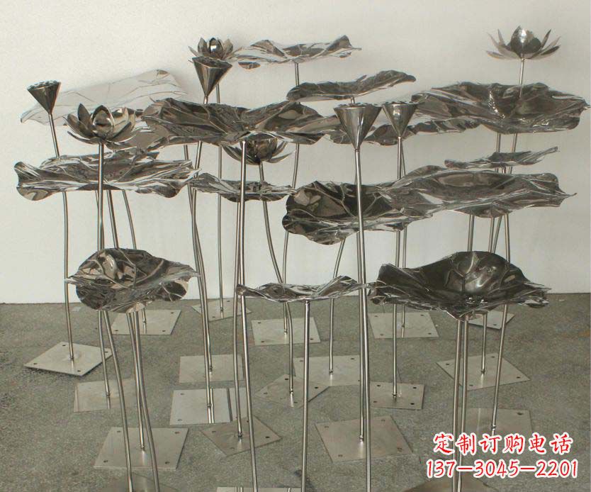 兰州精美装饰不锈钢莲叶雕塑
