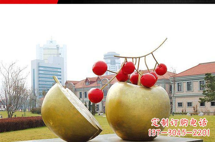 兰州公园不锈钢苹果樱桃雕塑
