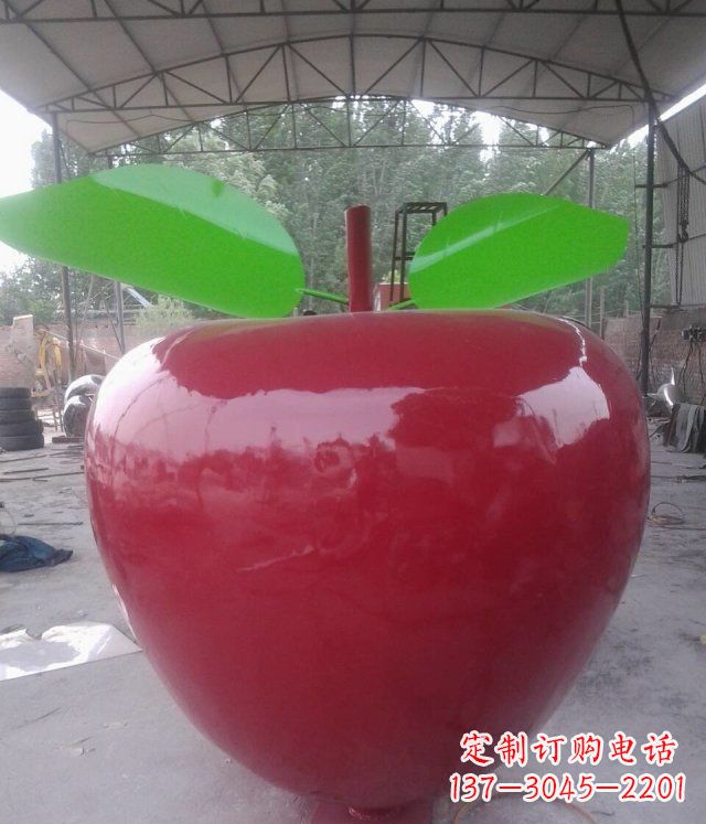 兰州黑凤凰不锈钢苹果景观雕塑