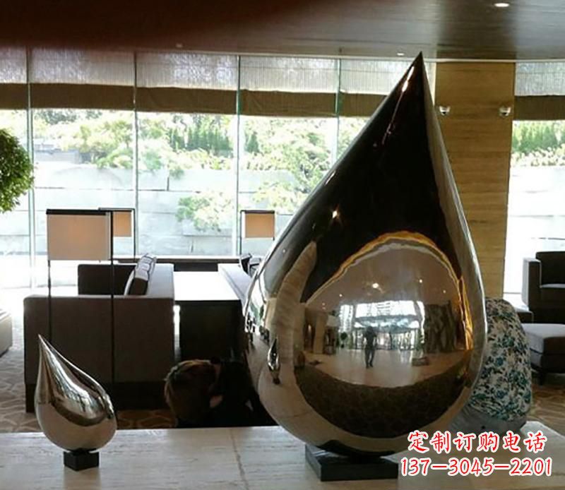 兰州公园不锈钢水滴球景观雕塑