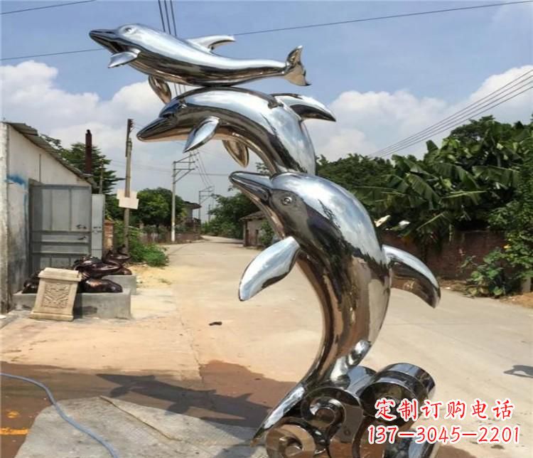 兰州冲浪海豚不锈钢雕塑