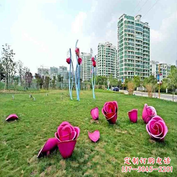 兰州中领雕塑不锈钢玫瑰雕塑