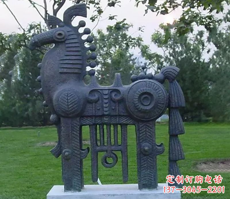 兰州公园抽象马铜雕 (2)