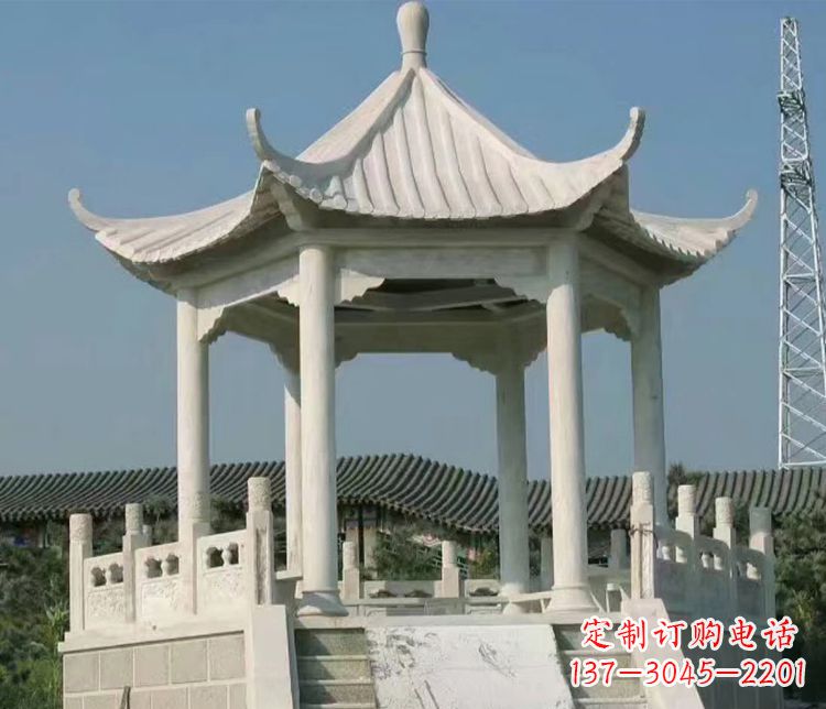 兰州极具视觉冲击力的大理石六角石凉亭雕塑