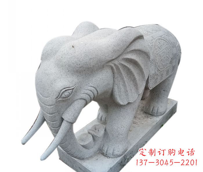 兰州公园动物大理石大象石雕摆件