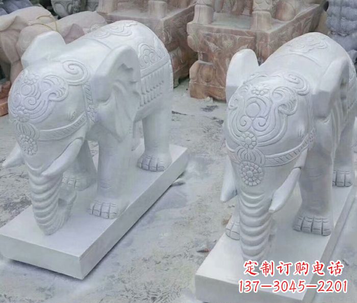 兰州高雅雕塑招财石雕大象