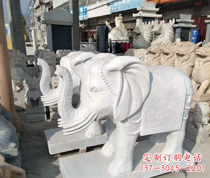 兰州汉白玉大象雕塑——招财聚宝