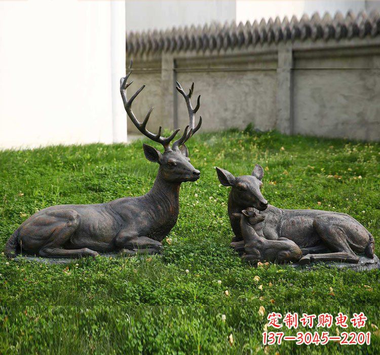 兰州公园动物梅花鹿铜雕222
