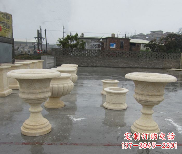 兰州完美绽放——大理石花盆石雕