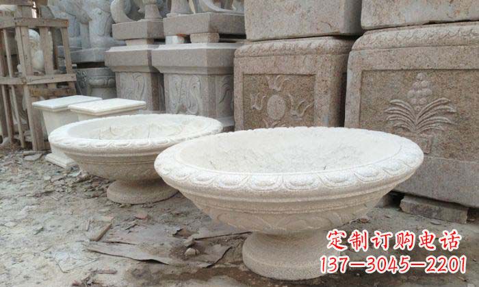 兰州细腻雅致的大理石花盆石雕