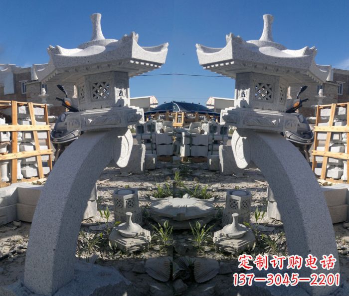 兰州精美大理石镂空石灯雕塑