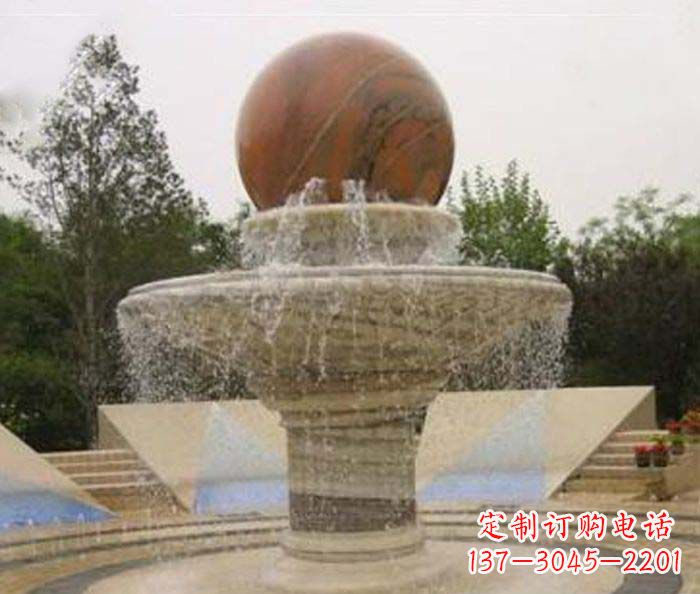 兰州公园景观风水球喷泉石雕 (2)