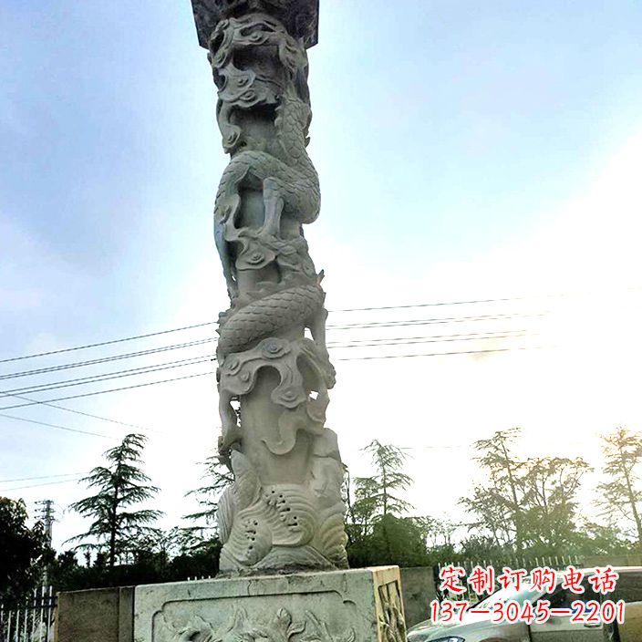 兰州公园龙柱石雕