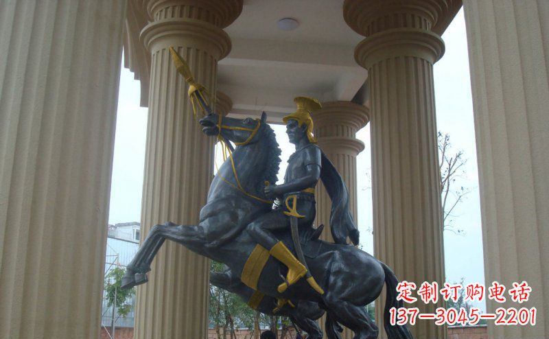 兰州公园骑马的罗马士兵人物铜雕