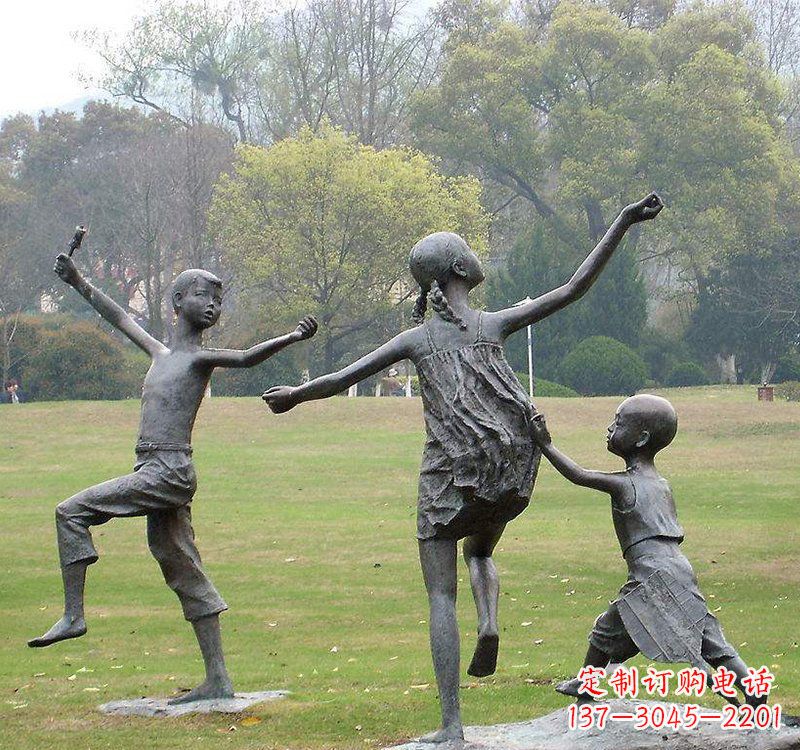 兰州公园人物放风筝的儿童铜雕