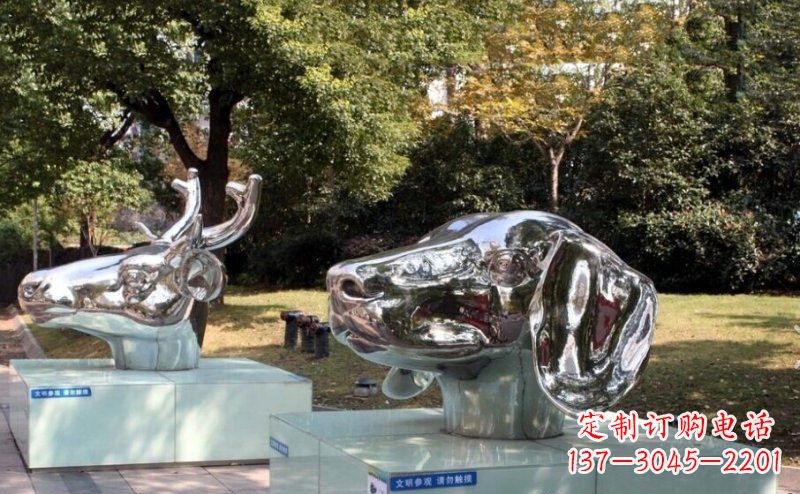 兰州不锈钢十二生肖头像雕塑