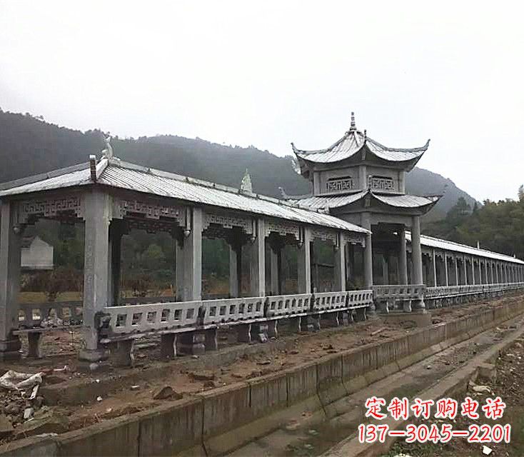 兰州中领雕塑定制精美的公园石雕亭子长廊