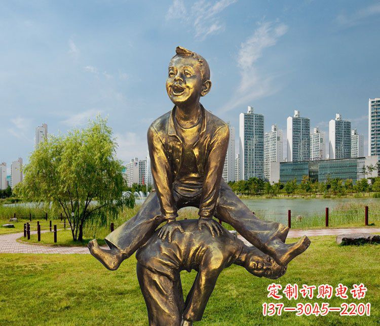 兰州中领雕塑铜质经典跳马蹲人雕塑