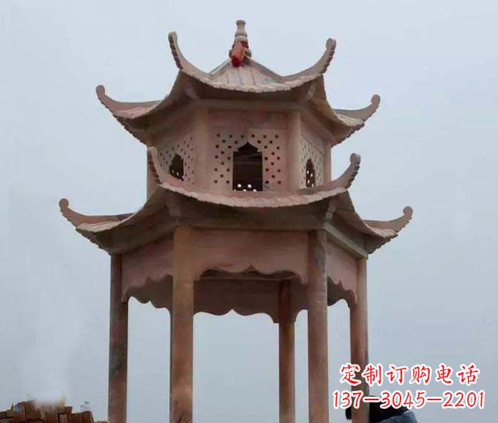 兰州中领雕塑双层六角石雕凉亭