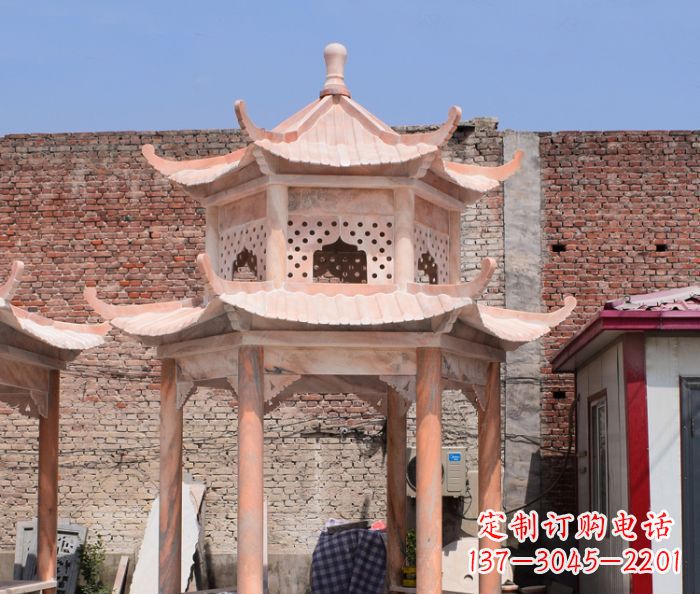 兰州中领雕塑精致双层石头凉亭雕塑