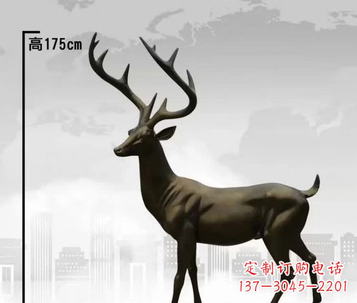 兰州精美的铜制公园小鹿雕塑