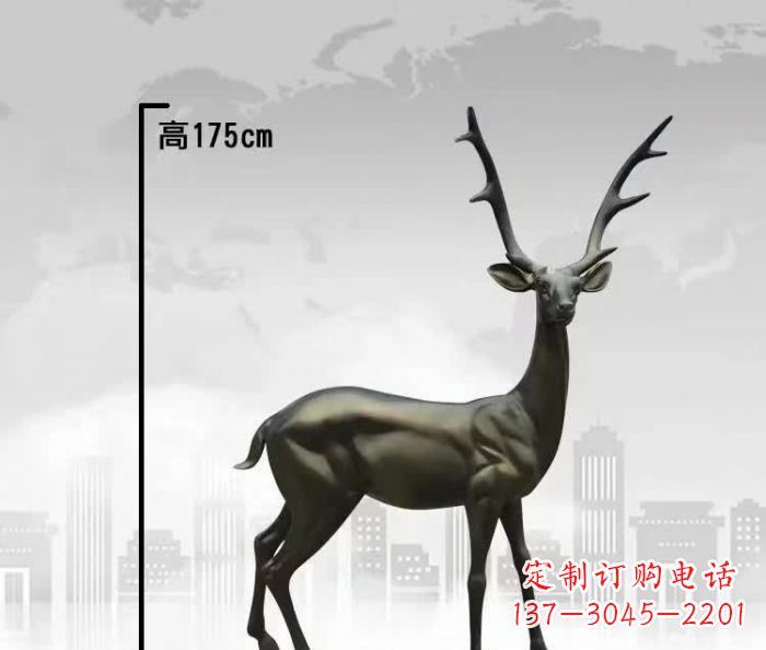 兰州精致优雅的铜制公园小鹿雕塑