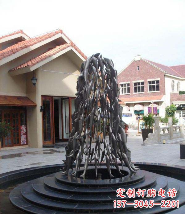 兰州欢乐鱼群,喷泉铜雕